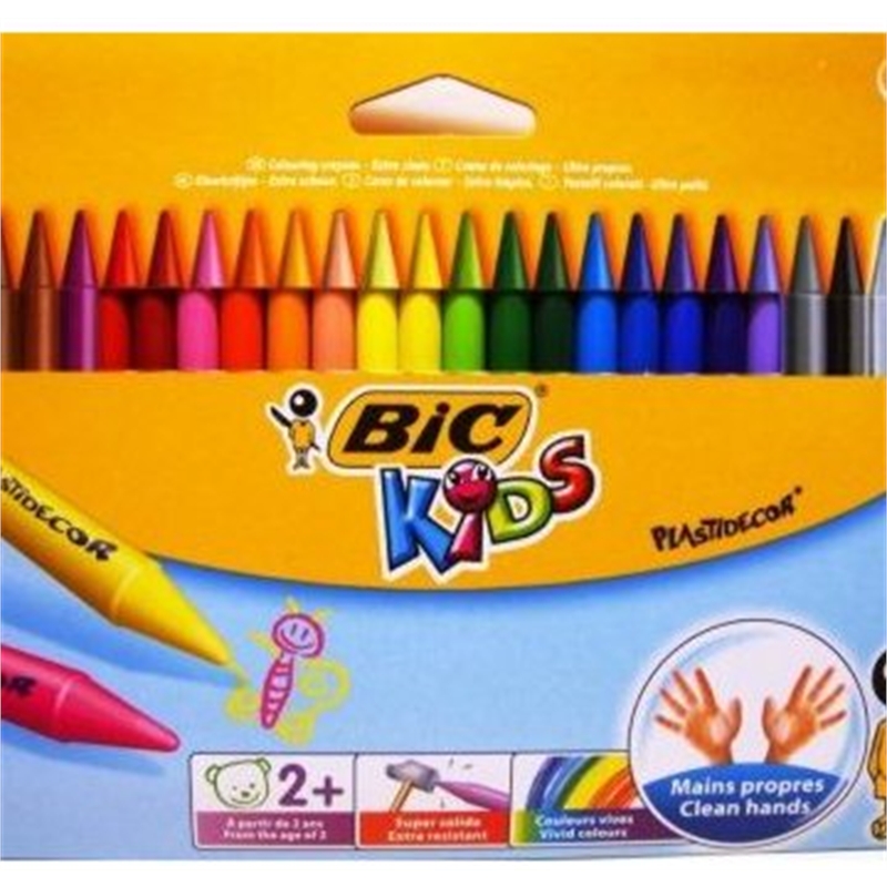 Pastelli a cera infrangibili scatola 24 colori plastidecor