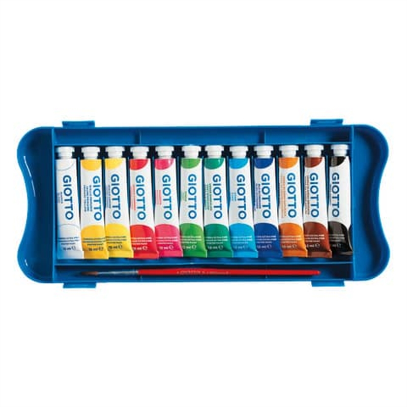 Tempera pronta in tubetti da 12 ml.  scatola 12 colori Giotto