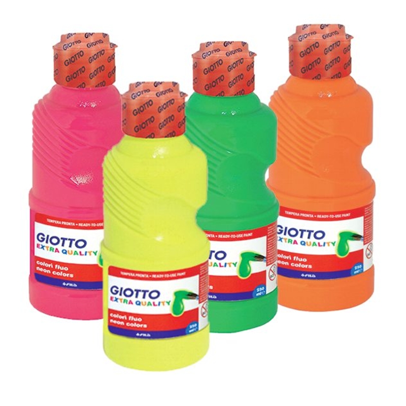 Tempera pronta fluo in flacone da 0,250 litro Giotto