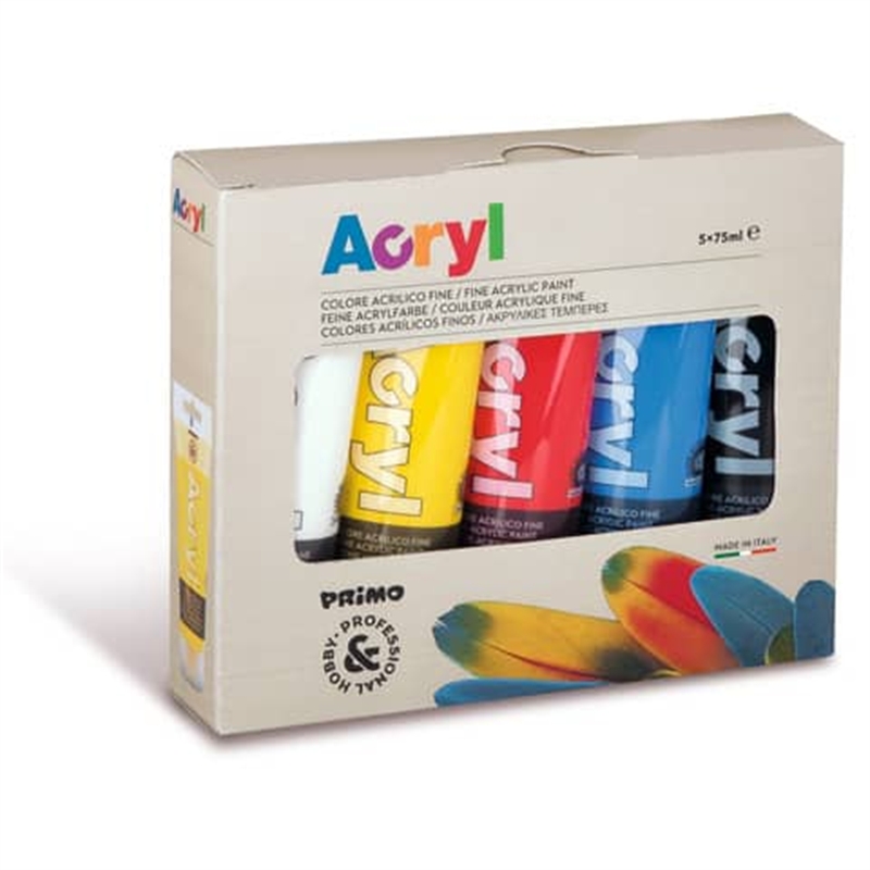 Colori acrilici tubo 75 ml. 5 colori