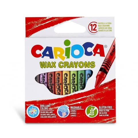 Pastelli a cera scatola 12 colori carioca
