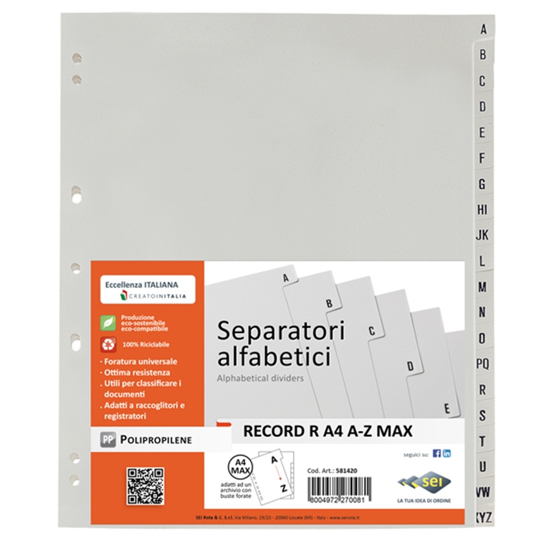 Divisori in PPL A4 maxi rubricato A-Z