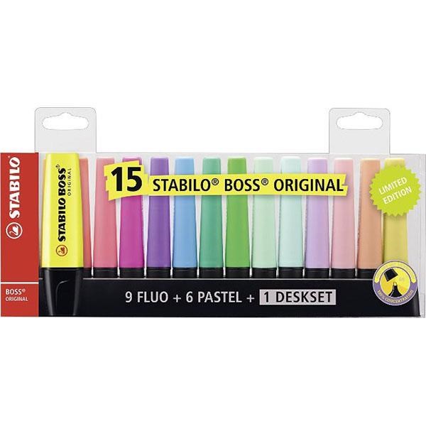 Evidenziatore stabilo boss deskset 15 pz.