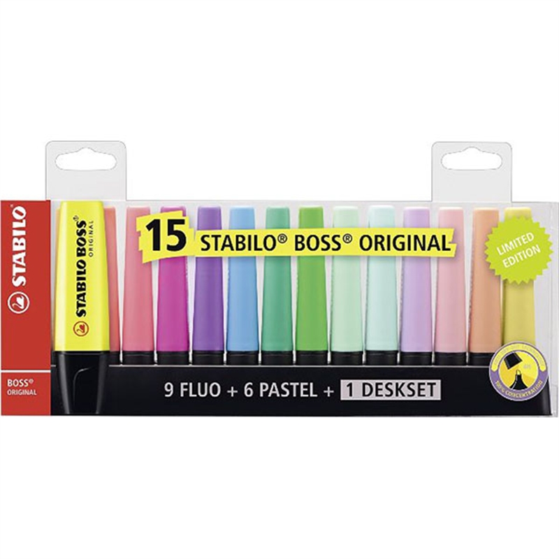 Evidenziatore stabilo boss deskset 15 pz.