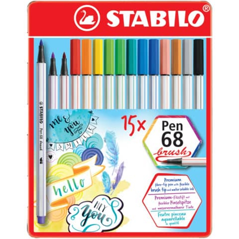 Pennarelli punta piccola scatola 15 colori PEN 68 brush STABILO