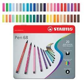 Pennarelli punta piccola scatola 20 colori PEN 68 STABILO