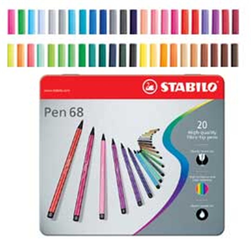 Pennarelli punta piccola scatola 20 colori PEN 68 STABILO