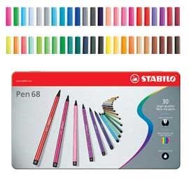 Pennarelli punta piccola scatola 30 colori PEN 68 STABILO