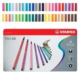 Pennarelli punta piccola scatola 40 colori PEN 68 STABILO