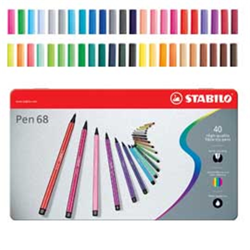 Pennarelli punta piccola scatola 40 colori PEN 68 STABILO