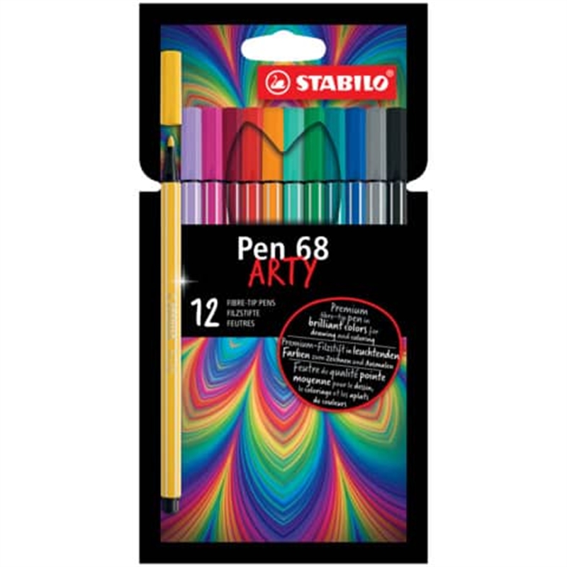 Pennarelli punta piccola 12 colori scatola cartone PEN 68 Stabilo