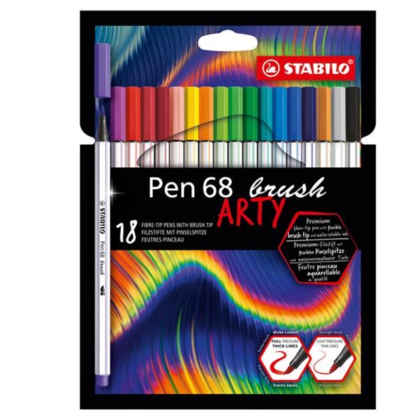 Pennarelli punta piccola 18 colori PEN 68 brush STABILO