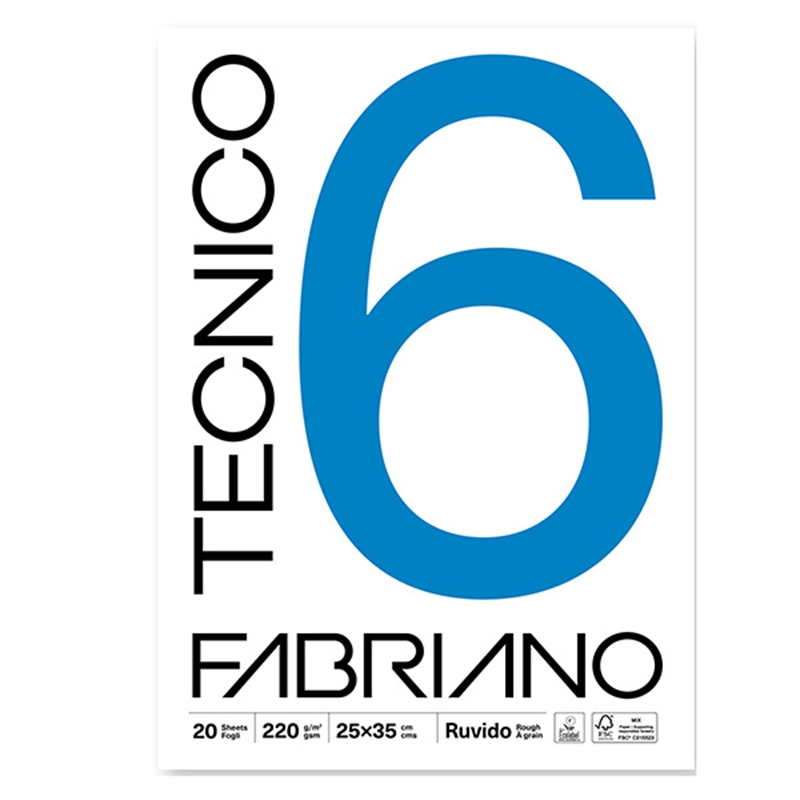 Blocco disegno Fabriano 6 20 fg. 25x35 220 gr/m  collato ruvido