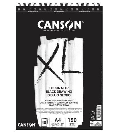 Blocco disegno nero A4 40 fg. 150 gr/m spiralato in alto