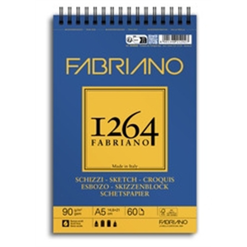 Blocco schizzi A5 60 fg. 90 gr/m  spiralato in alto