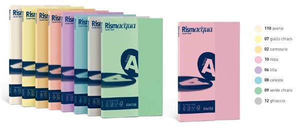 Risma 100 fg. carta 80 gr. A4 colori tenui Risma acqua