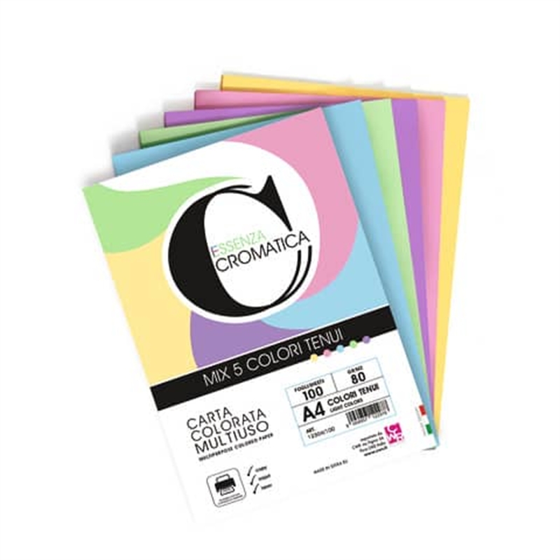Risma 100 fg. cartoncino 160 gr. A4 colori pastello