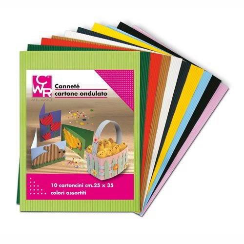 Cartoncino ondulato 50X70 onde curve 10 fogli assortiti