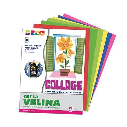 Carta velina 22 gr/mq. Album 24 fogli cm. 24x34 colori assortiti