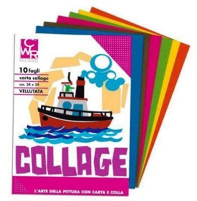 Carta collage vellutata cm. 24x34 album 10 fogli colori assortiti