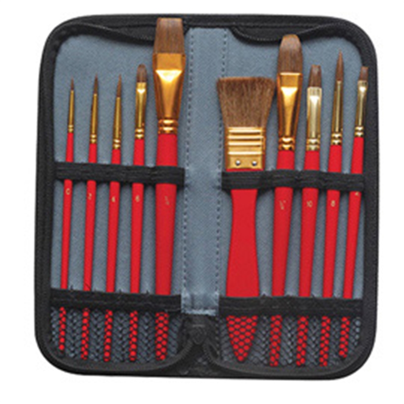 Set 10 pennelliin pelo di pony per acquerello con astuccio