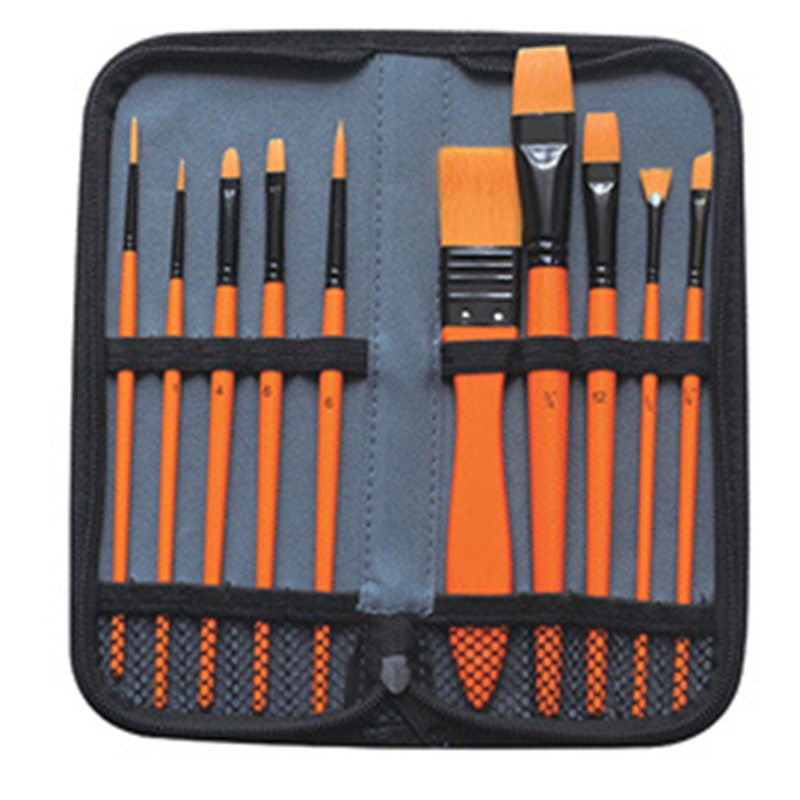 Set 10 pennelli sintetici per acrilici con astuccio