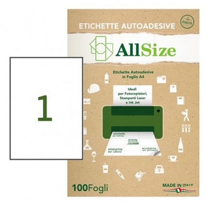 Etichette bianche per stampanti e fotocopiatori 100 fg.