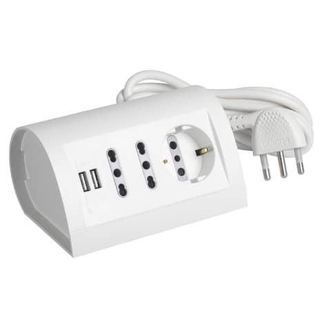 Presa multipla da scrivania 3 posti + 2 USB