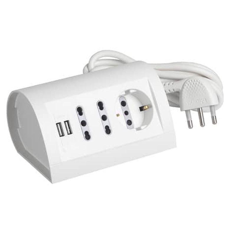 Presa multipla da scrivania 3 posti + 2 USB