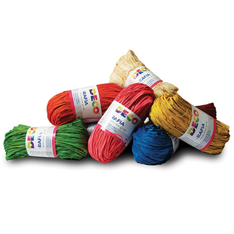 Raffia vegetale 10 matasse gr.50 colori assortiti