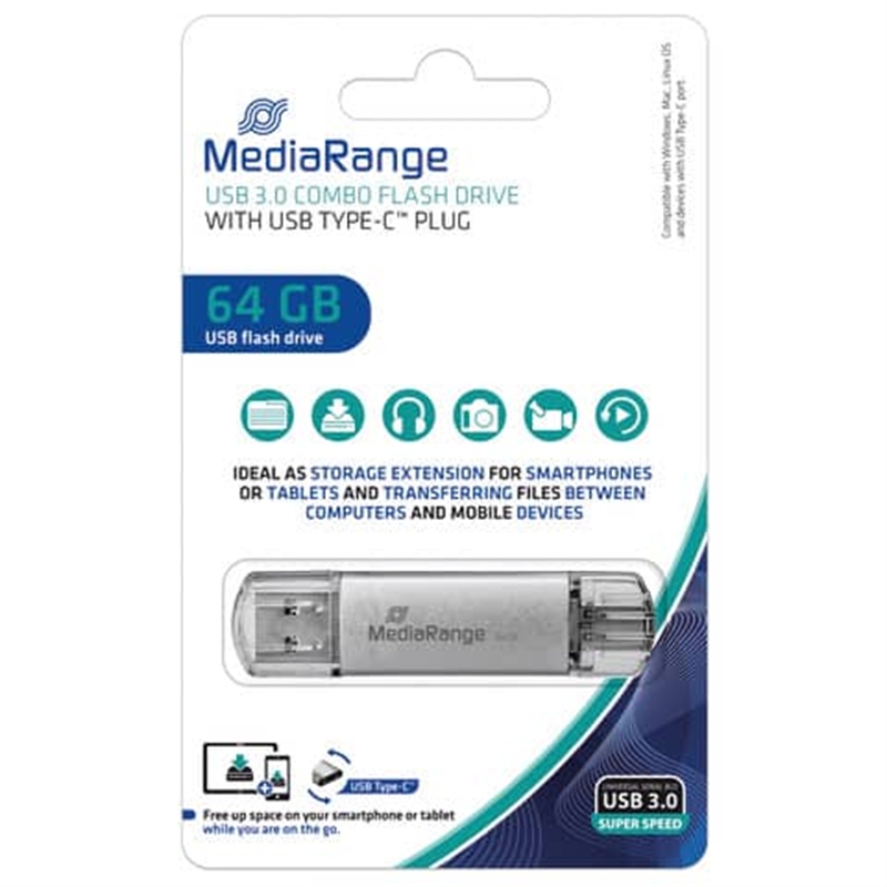 Chiavetta USB 2 + USB type C 64 GB