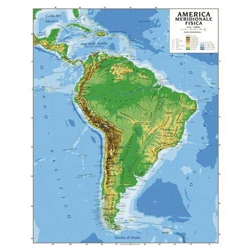 Cartina murale Sud America fisica+politica