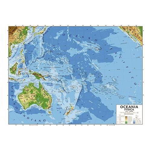 Cartina Murale Oceania fisica+politica