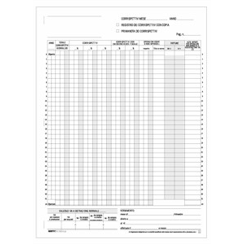 Registro dei corrispettivi 24 pagine 2 copie