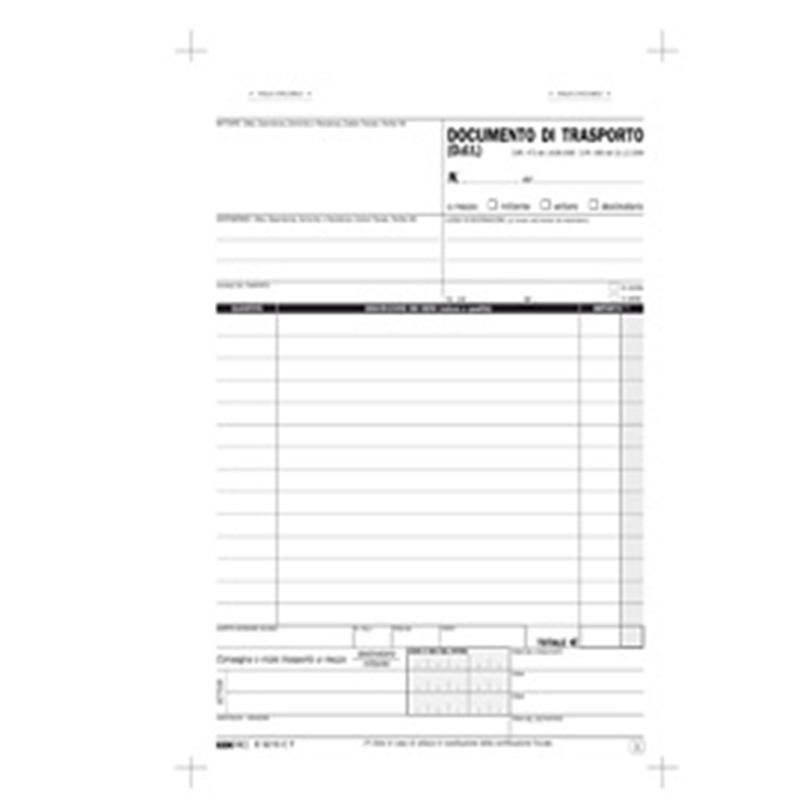 DDT 3 copie blocco A4 fogli 50x3 copie mitt./dest./vett.