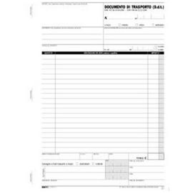 DDT 2 copie blocco A4 fogli 50x2 copie mitt./dest.