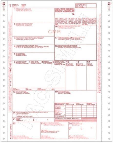 Lettera di vettura internazionale CMR 100 pz.