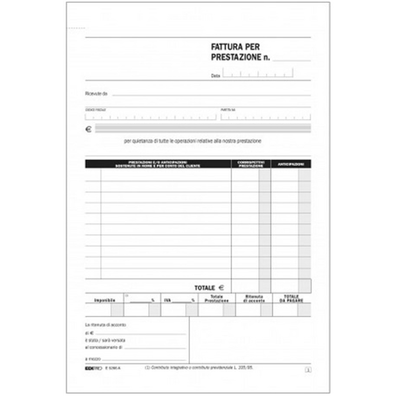 Blocco fatture professionisti carta chimica 2 parti A5 50x2 copie