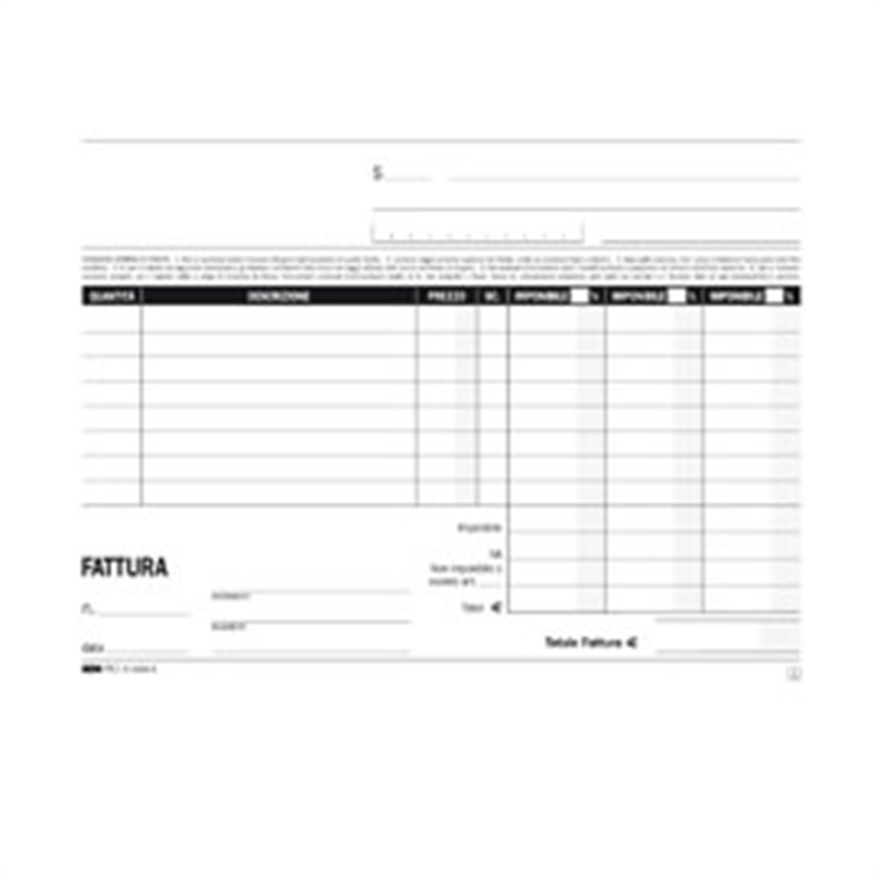 Blocco fatture 3 aliquote IVA A5 fogli 50x2 copie