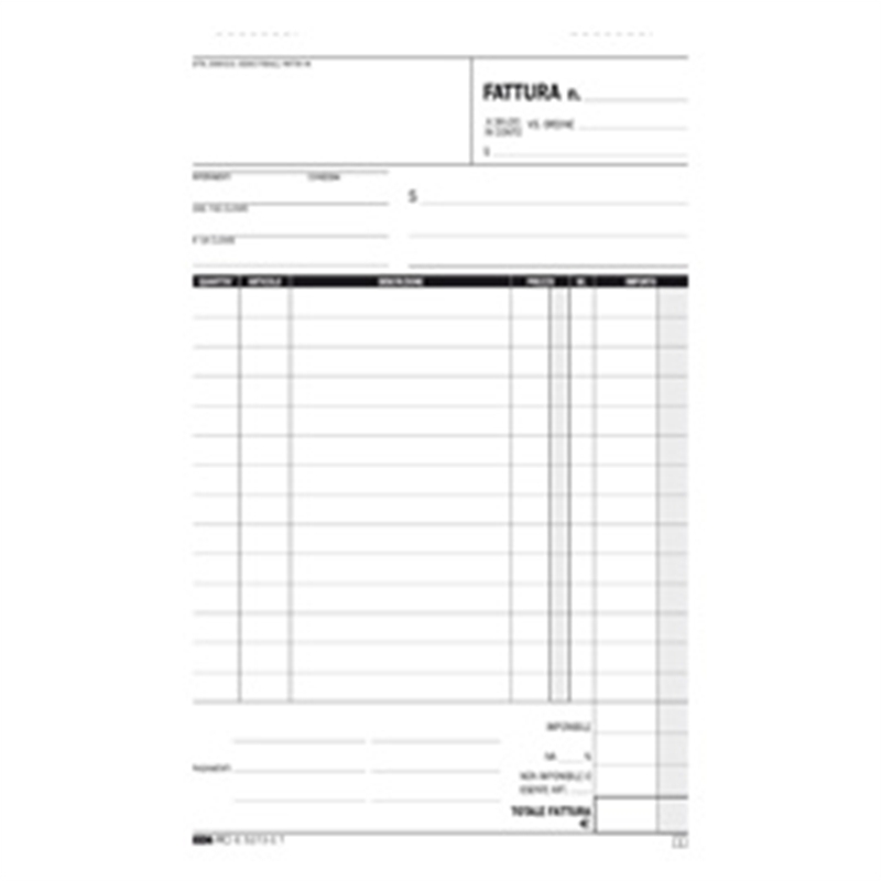 Blocco fatture 1 aliquota IVA A5 fogli 33x3 copie