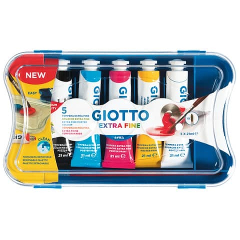 Tempera pronta in tubetti da 21 ml.  scatola 5 colori primari Giotto