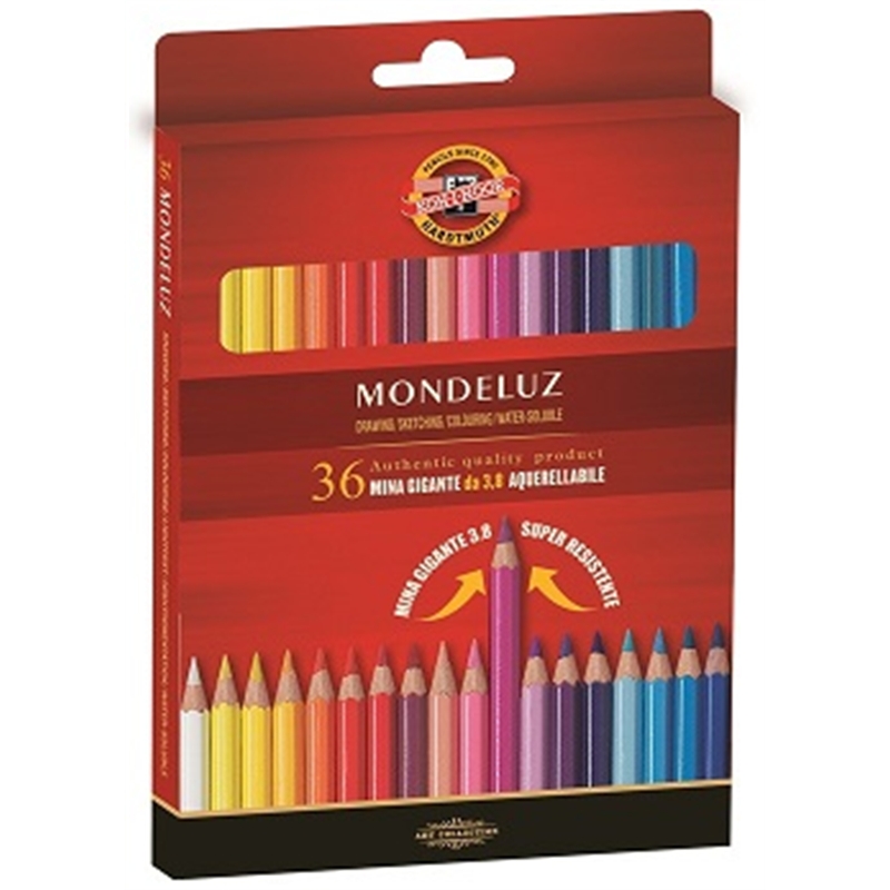 Pastello in legno Mondeluz acquerellabili scatola 36 colori