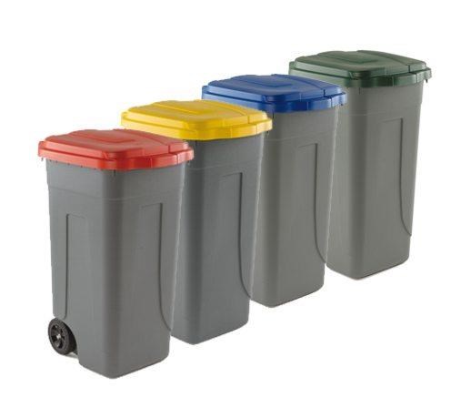 Bidone mobile 100 litri con coperchio colorato
