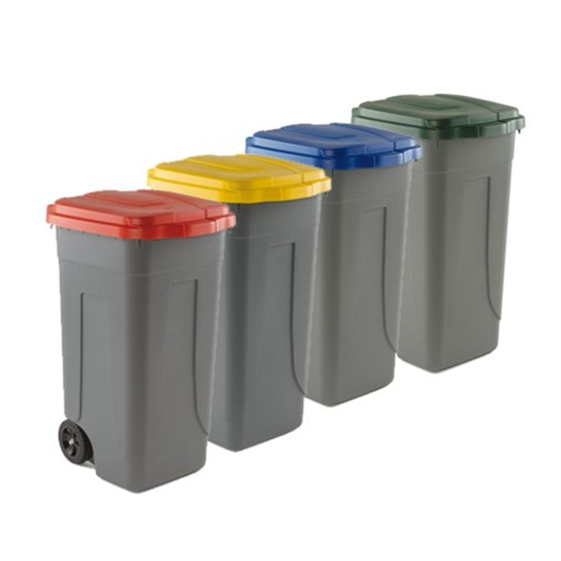 Bidone mobile 100 litri con coperchio colorato