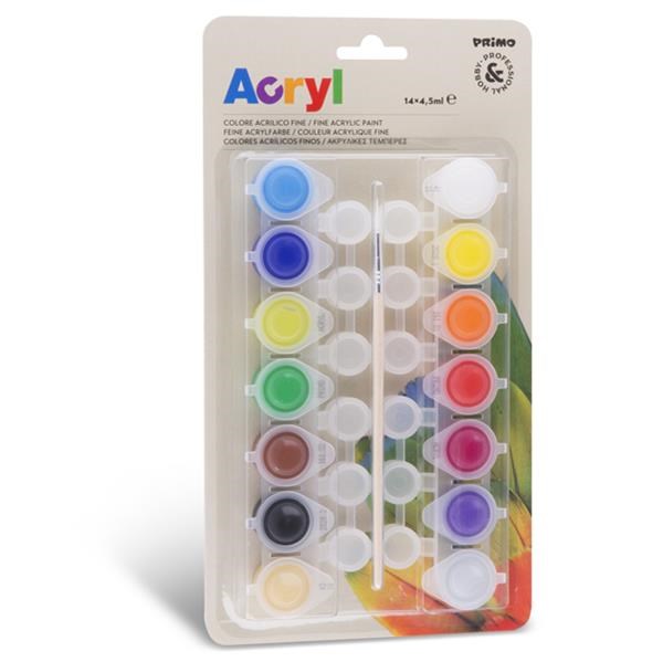 Colori acrilici 4,5 ml. conf. 14 colori assortiti