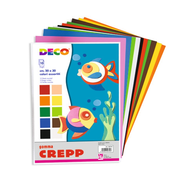 Gomma crepp 20x30 10 fogli colori assortiti